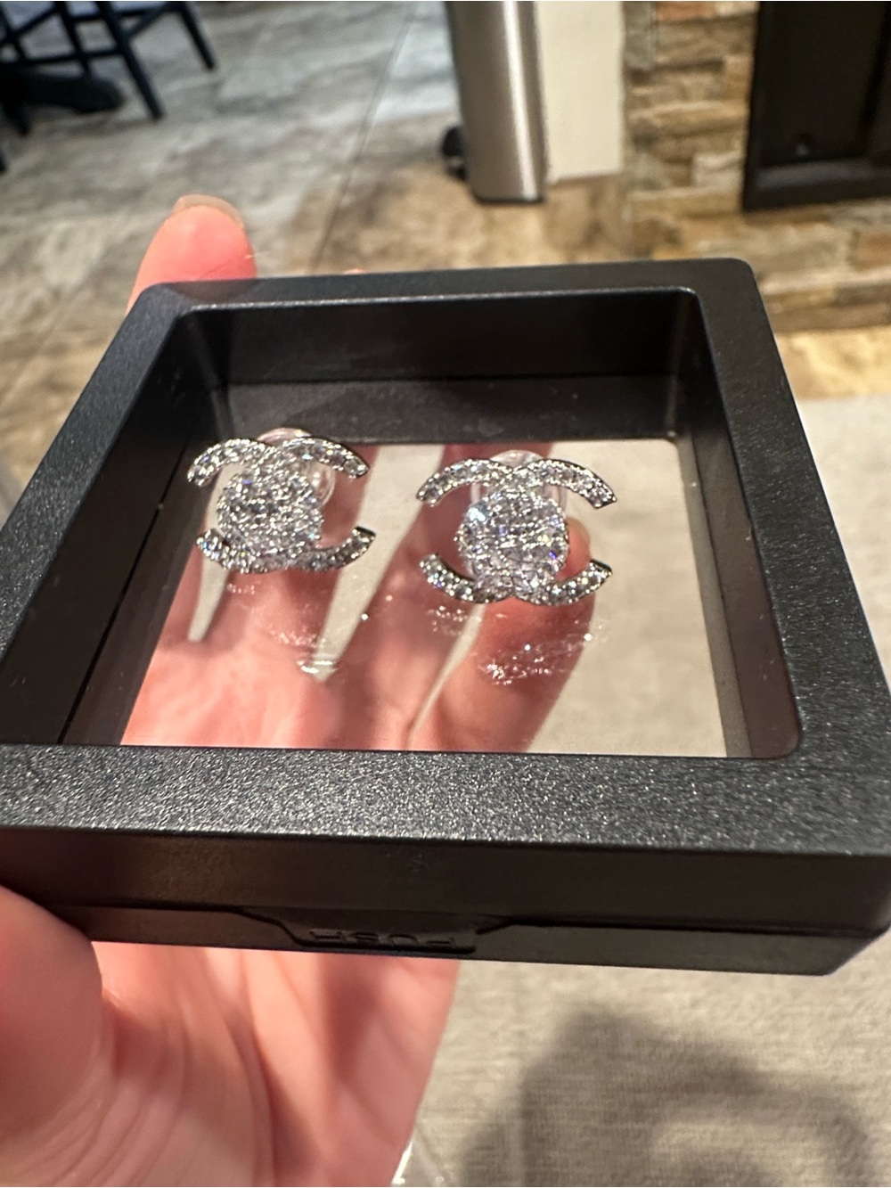 Crystal Double C Stud Earrings